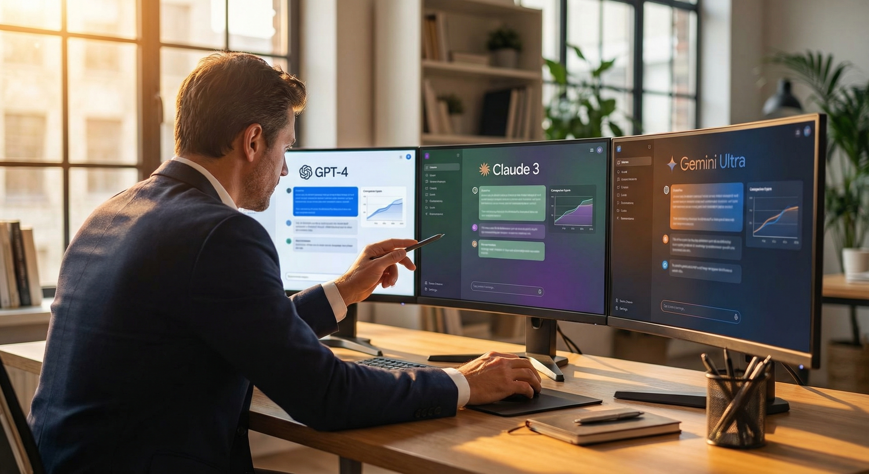 Executive comparing AI models for business use